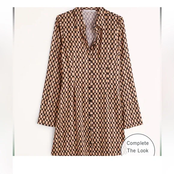 EUC Abercrombie & Fitch geometric pattern shirt dress - Picture 2 of 9